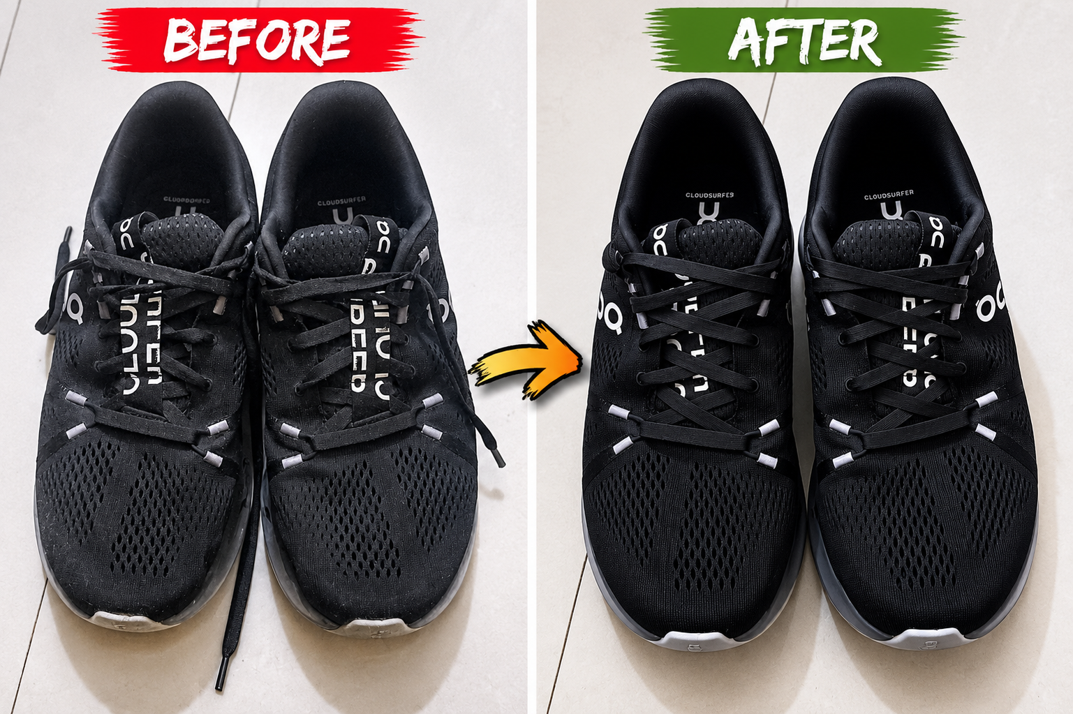 Sports shoe cleaning before and after result